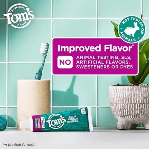 Tom's of Maine Antiplaque and Whitening Toothpaste Spearmint 4.5 oz (128g) Tubes (3-Pack) | Fluoride-Free Whitening & Tartar Control thumbnail 2