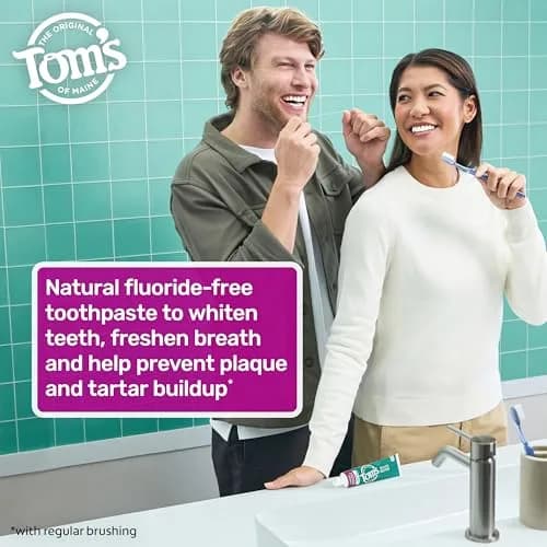 Tom's of Maine Antiplaque and Whitening Toothpaste Spearmint 4.5 oz (128g) Tubes (3-Pack) | Fluoride-Free Whitening & Tartar Control thumbnail 4