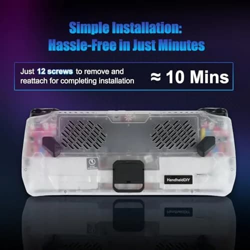 HandheldDIY Cooling Modcase for ROG Ally | Heat Management Shell with Kickstand & Nameplate (Translucent, 98g) thumbnail 2