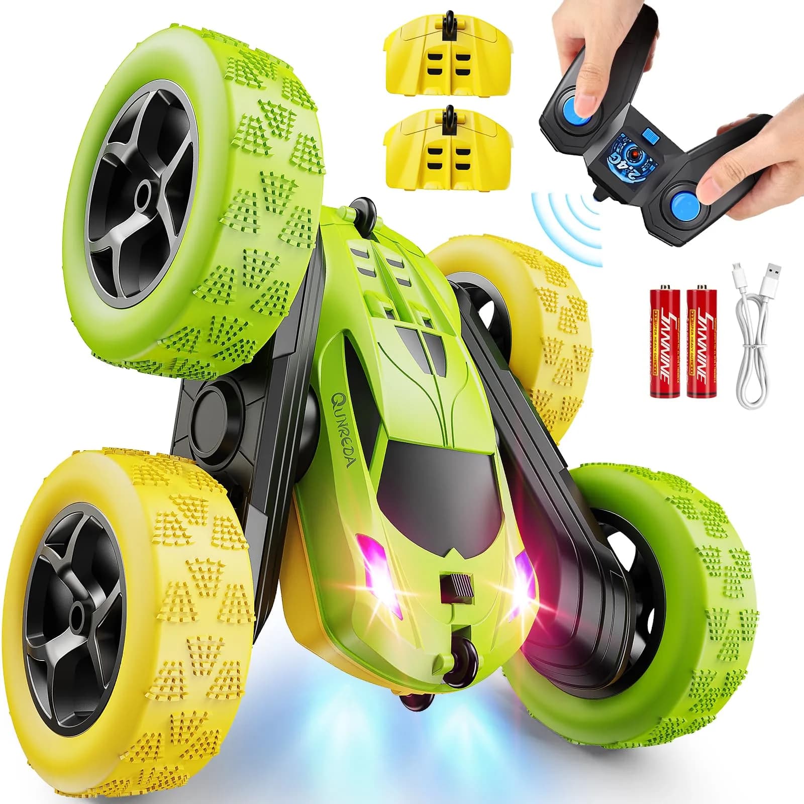 QUNREDA Remote Control Stunt Car | 16.0cm x 16.0cm x 7.1cm (6.3"x6.3"x2.8")