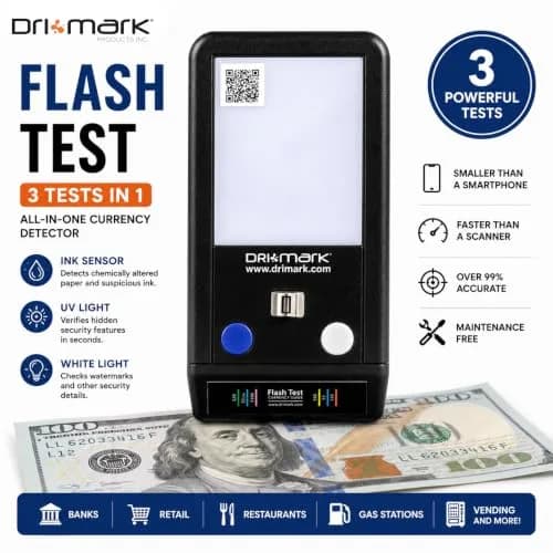 Dri Mark Counterfeit Bill Detector 2 Pack | Fast Watermark, Ink & UV Tests for Retail (100-120c) thumbnail 7