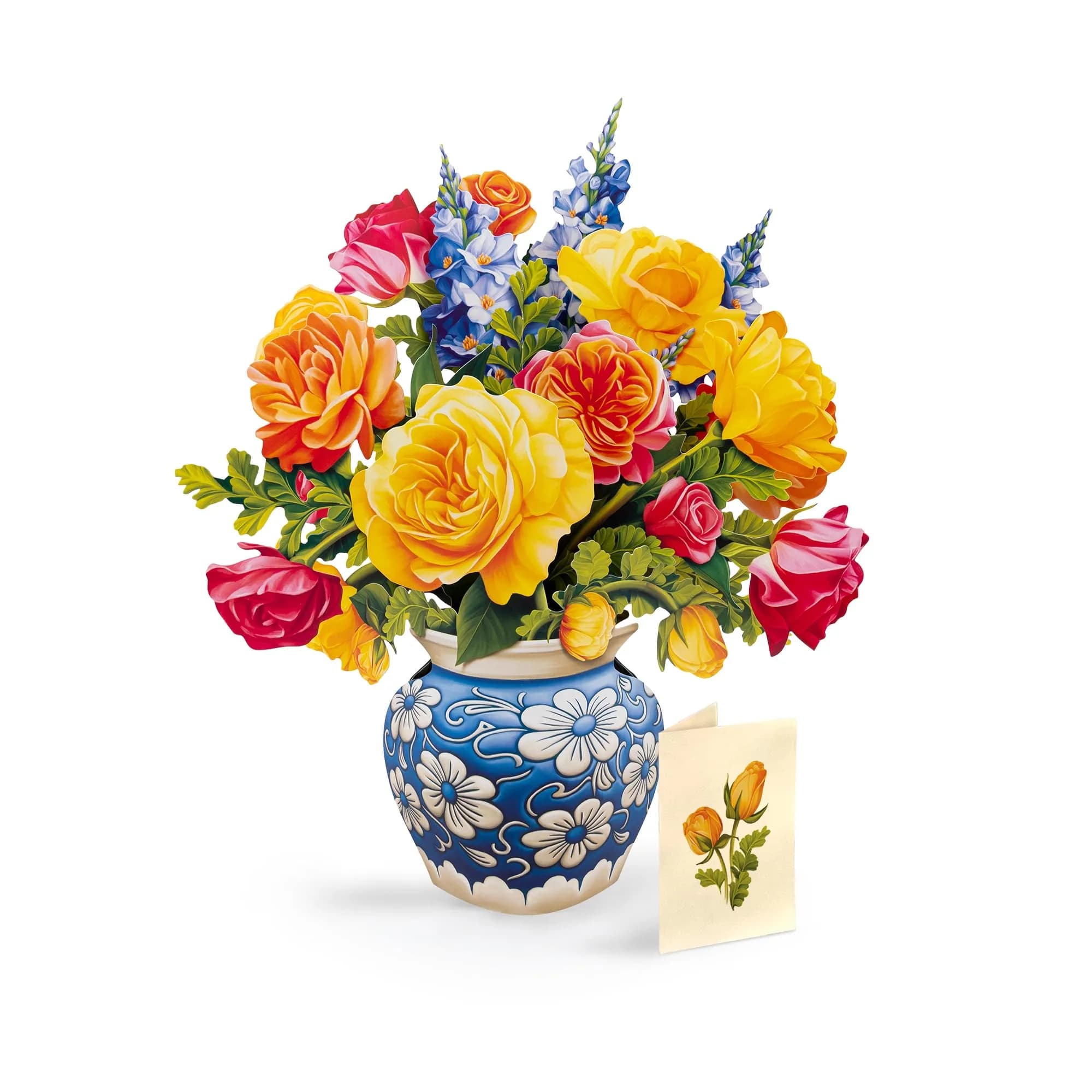 Freshcut Paper Dahlia Sunrise 3D Pop Up Card 14.5 Inch | Greeting Card for Birthdays, Mother's Day, Thank You, Gifts for Mom — Sorbet Roses / Classic