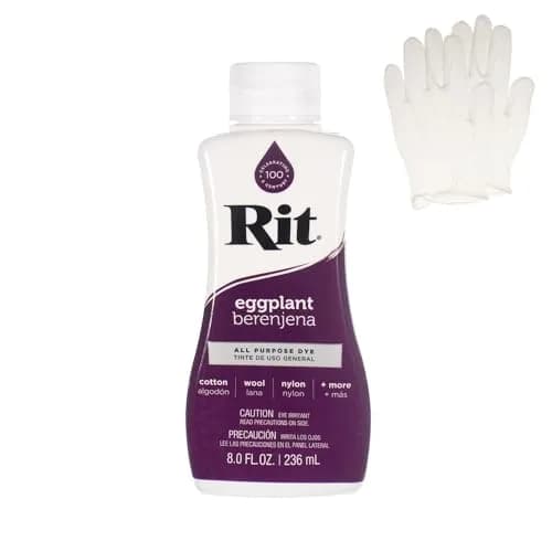 Rit Liquid Fabric Dye Eggplant 8 oz | All-Purpose Dye for Cotton, Rayon, Linen, Silk, Wool — Eggplant