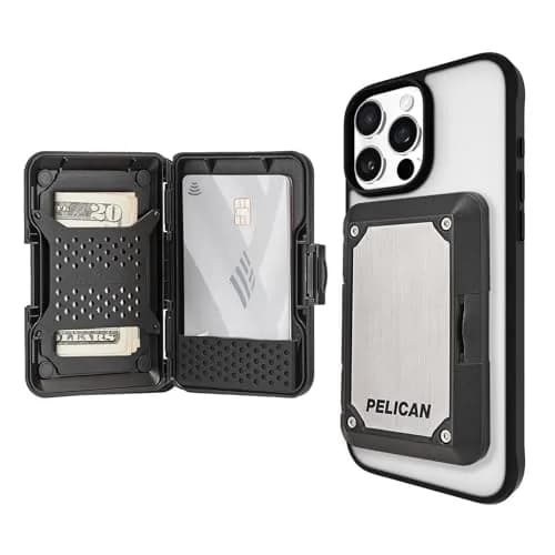 Pelican Shield MagSafe Wallet with RFID Blocking for Cards & Cash - Brushed Titanium (2 Compartments, Holds 5 Cards) thumbnail 1