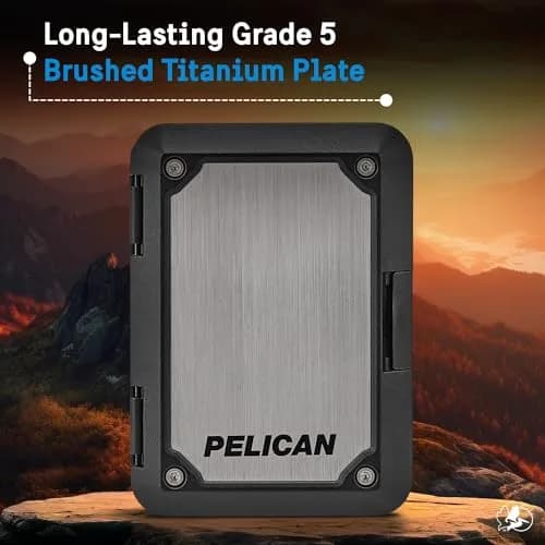 Pelican Shield MagSafe Wallet with RFID Blocking for Cards & Cash - Brushed Titanium (2 Compartments, Holds 5 Cards) thumbnail 2