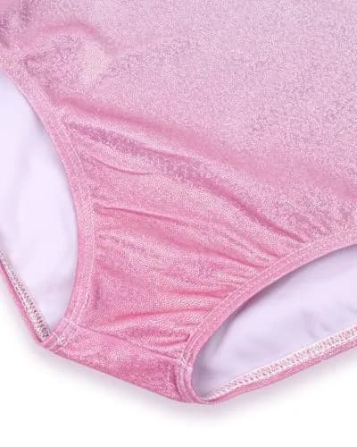 Gogokids Girls Sleeveless Sparkly Gymnastics Leotard Set with Shorts & Hairband, 9-10 Years (Pink Gradient) thumbnail 4
