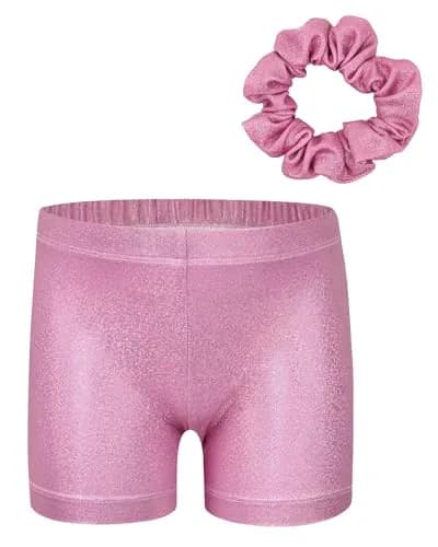 Gogokids Girls Sleeveless Sparkly Gymnastics Leotard Set with Shorts & Hairband, 9-10 Years (Pink Gradient) thumbnail 2