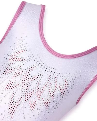 Gogokids Girls Sleeveless Sparkly Gymnastics Leotard Set with Shorts & Hairband, Pink Gradient (5-6 Years) thumbnail 3