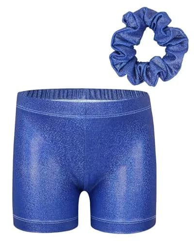 Gogokids Girls Sleeveless Sparkly Gymnastics Leotard Set with Shorts & Hairband (Blue Gradient, 8-9 Years) thumbnail 2