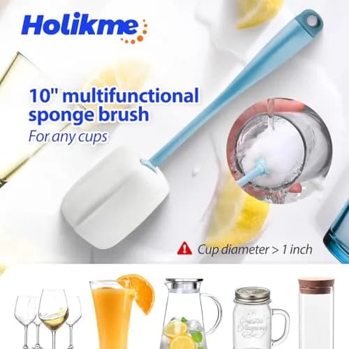 Holikme Bottle Brush Tube Cleaning Lab Set with Long Handle | 11 Pack, Long Handle for Narrow Bottles & Decanters thumbnail 4