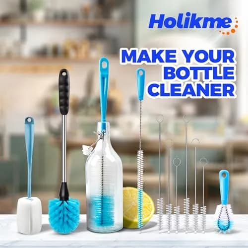Holikme Bottle Brush Tube Cleaning Lab Set with Long Handle | 11 Pack, Long Handle for Narrow Bottles & Decanters thumbnail 7