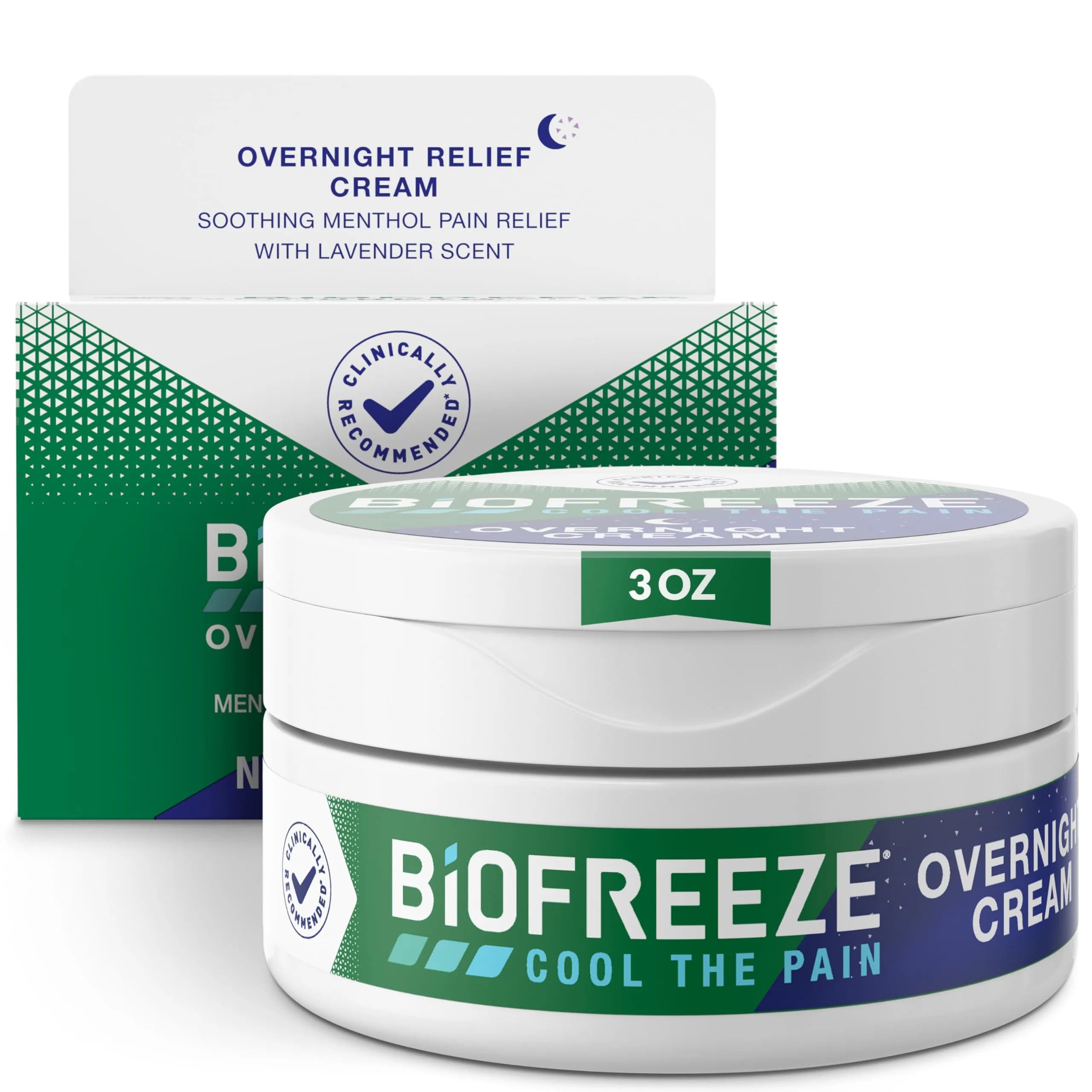 Biofreeze Overnight Pain Relief Cream Lavender-Scented Menthol 88.7 ml (3 Fl Oz) | Trusted by Clinicians for Muscle & Joint Pain - main product image