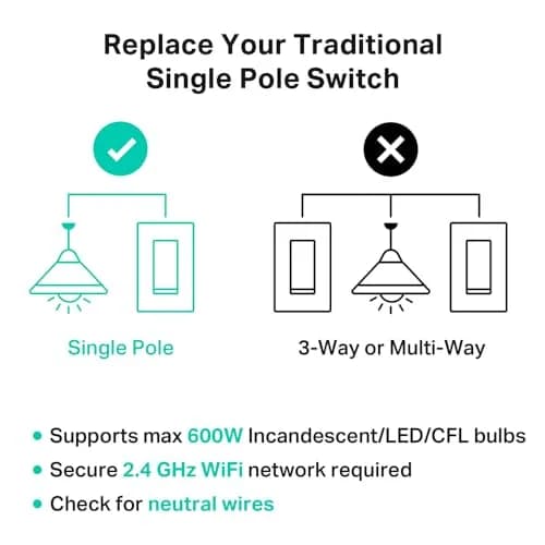 Kasa Smart Light Switch, Single Pole, Need Neutral Wire | Wi-Fi App & Voice Control thumbnail 8
