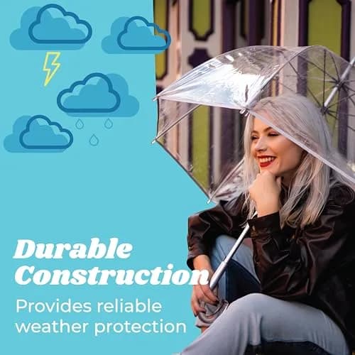 Totes Clear Canopy Bubble Umbrella with J Hook Handle, 6-Pack | 129.5 cm (51 inch) Arc thumbnail 4