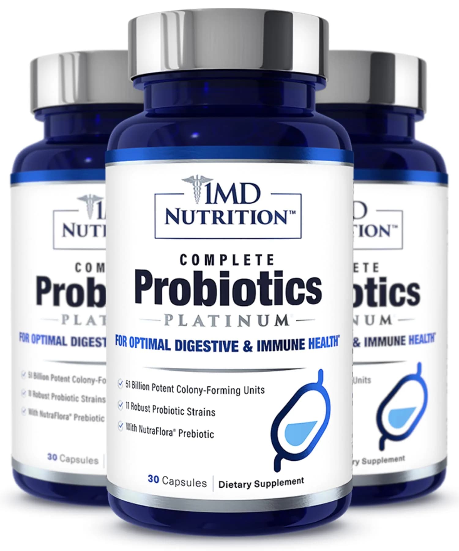 1MD Complete Probiotics Platinum 30 Veg Capsules | Supports Digestive & Immune Health