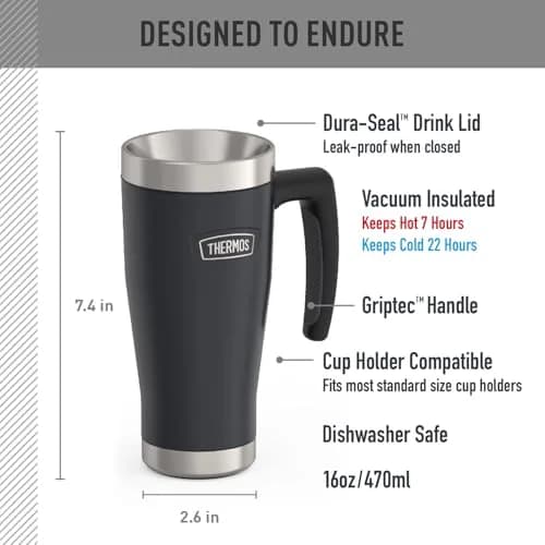 THERMOS ICON SERIES Stainless Steel Mug, Granite, 16 oz | Keeps Drinks Hot or Cold thumbnail 2