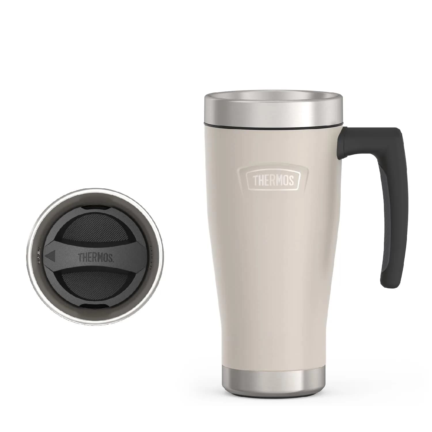 THERMOS ICON SERIES Stainless Steel Mug, Granite, 16 oz | Keeps Drinks Hot or Cold — Sandstone / 16 Ounces
