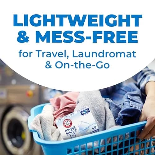 ARM & HAMMER 5in1 Power Sheets Laundry Detergent Free & Clear 50 Count | Dermatologist Tested & Eco-Friendly thumbnail 8