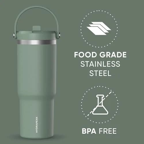 Hydrapeak Nomad 32oz Stainless Steel Insulated Travel Tumbler with Handle & Straw Lid, 946ml (32 Fl Oz) | Cold 24 Hours thumbnail 3