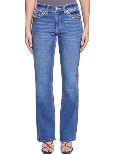 Royalty For Me Women’s Mid-Rise Studded Cross Flap Pocket Boot Cut Jean, Medium Blue Rips, 08 | Stylish Western-Style Denim for Women thumbnail 1