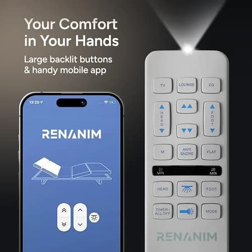 Renanim Queen Adjustable Bed Frame with Mattress | 14" Hybrid Memory Foam, Zero Gravity, Massage, Wireless Remote thumbnail 6