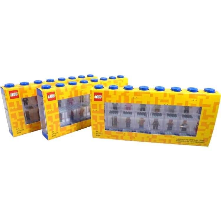 LEGO Minifigure Display Case Large 3 Pack Bright Blue | Stackable Plastic Storage for Desk or Wall thumbnail 2