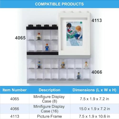 LEGO Minifigure Display Case Large 3 Pack Bright Blue | Stackable Plastic Storage for Desk or Wall thumbnail 7