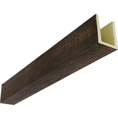 Ekena Millwork 5 1/2"W x 5 1/2"H x 24-ft. L 3-Sided U-Beam HeritageTimber Faux Wood Ceiling Beam, Kona Brown | Lightweight, authentic wood look thumbnail 1