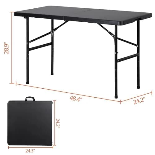 Saicool Portable Folding Table 4FT Black | Heavy Duty Plastic Indoor Outdoor thumbnail 8