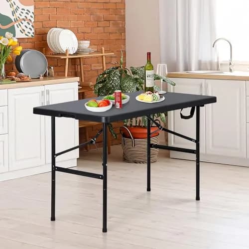 Saicool Portable Folding Table 4FT Black | Heavy Duty Plastic Indoor Outdoor thumbnail 3