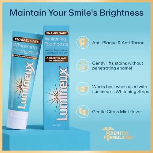 Lumineux Whitening Duo Set 21 Strip Treatments & 2 Pack Toothpaste | Peroxide-Free Enamel-Safe Whitening thumbnail 5