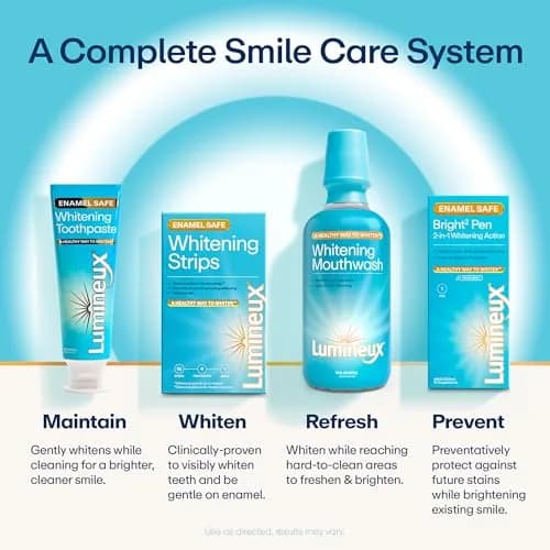 Lumineux Whitening Duo Set 21 Strip Treatments & 2 Pack Toothpaste | Peroxide-Free Enamel-Safe Whitening thumbnail 9