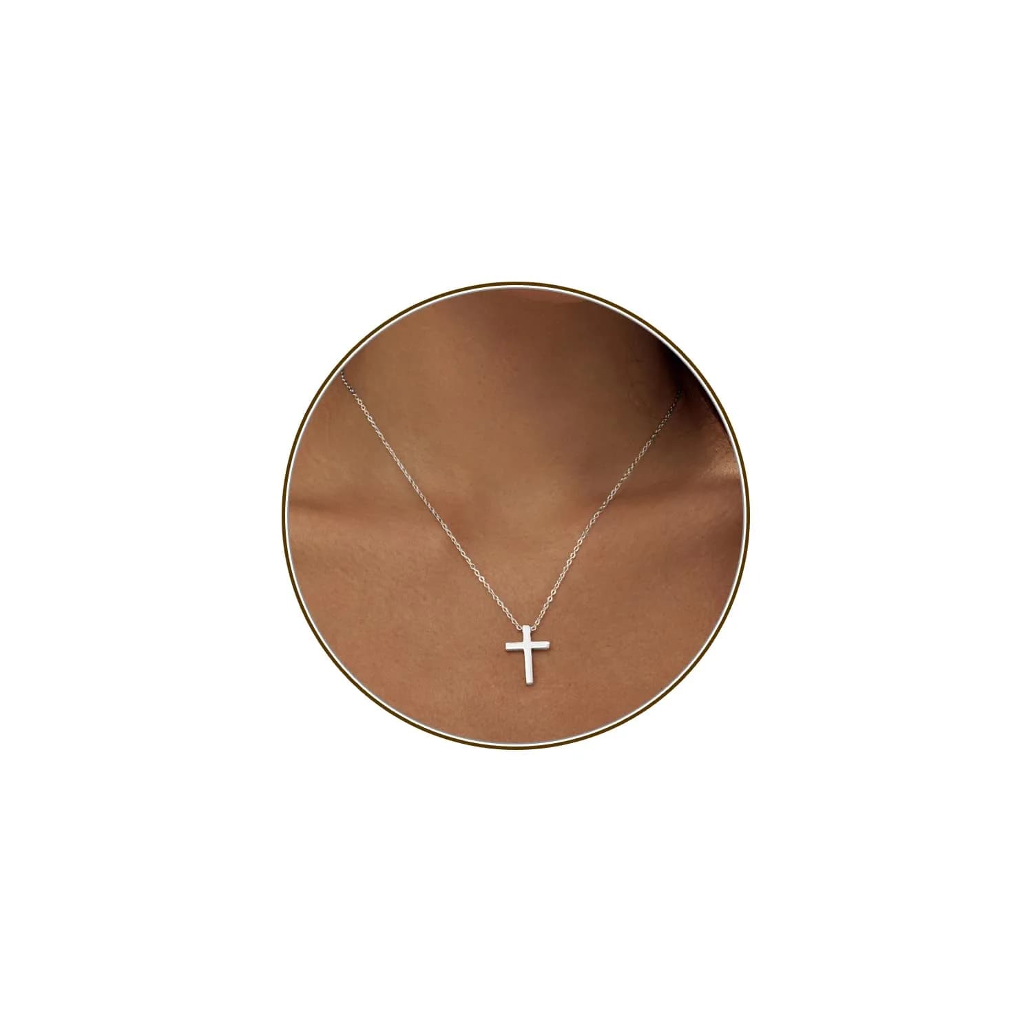 HERIER Silver Necklace for Women Dainty Cross Necklace 20.5mm*14.5mm | Simple Trendy Jewelry