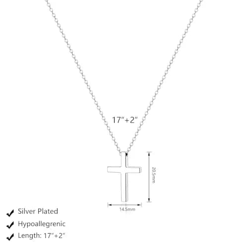 HERIER Silver Necklace for Women Dainty Cross Necklace 20.5mm*14.5mm | Simple Trendy Jewelry thumbnail 5