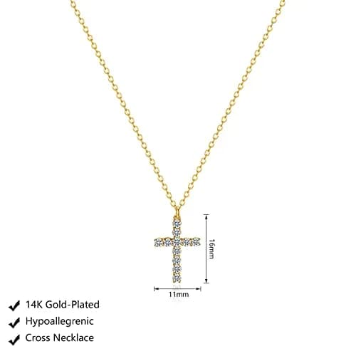 HERIER Cross Necklace for Women 16.5" Gold Plated Tiny Cross Pendant | Faith & Style thumbnail 5