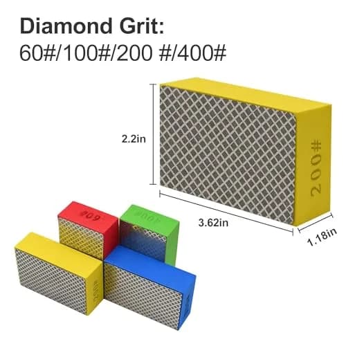 EGOFIX Diamond Hand Polishing Pad 92x57x31mm (3.6"x2.2"x1.2") | 60 Grit for Tile, Glass, Stone thumbnail 5