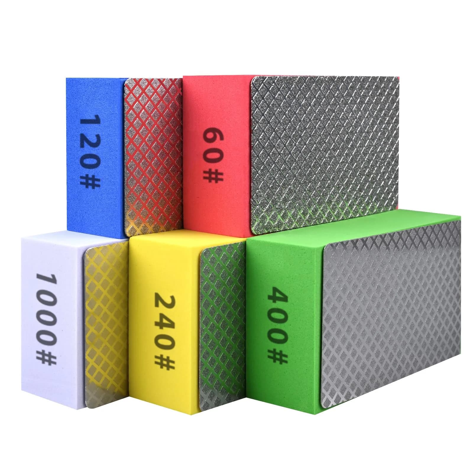 EGOFIX Diamond Hand Polishing Pads Set 5pcs (60-1000 Grit) | For Tile, Glass, Stone & Metal