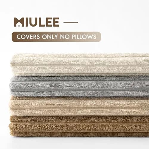 MIULEE Soft Corduroy Decorative Throw Pillow Covers 45x45 cm (18x18 Inch) | Boho Stripe Texture for Cozy Corners thumbnail 6