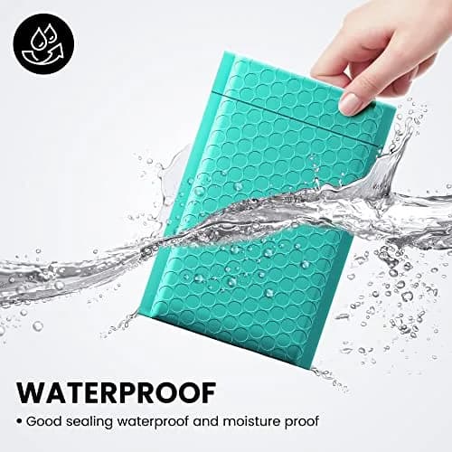 Fuxury Teal Bubble Mailers 4x8 Inch (20.3cm x 10.2cm) | 800 Pack Waterproof Padded Envelopes thumbnail 4