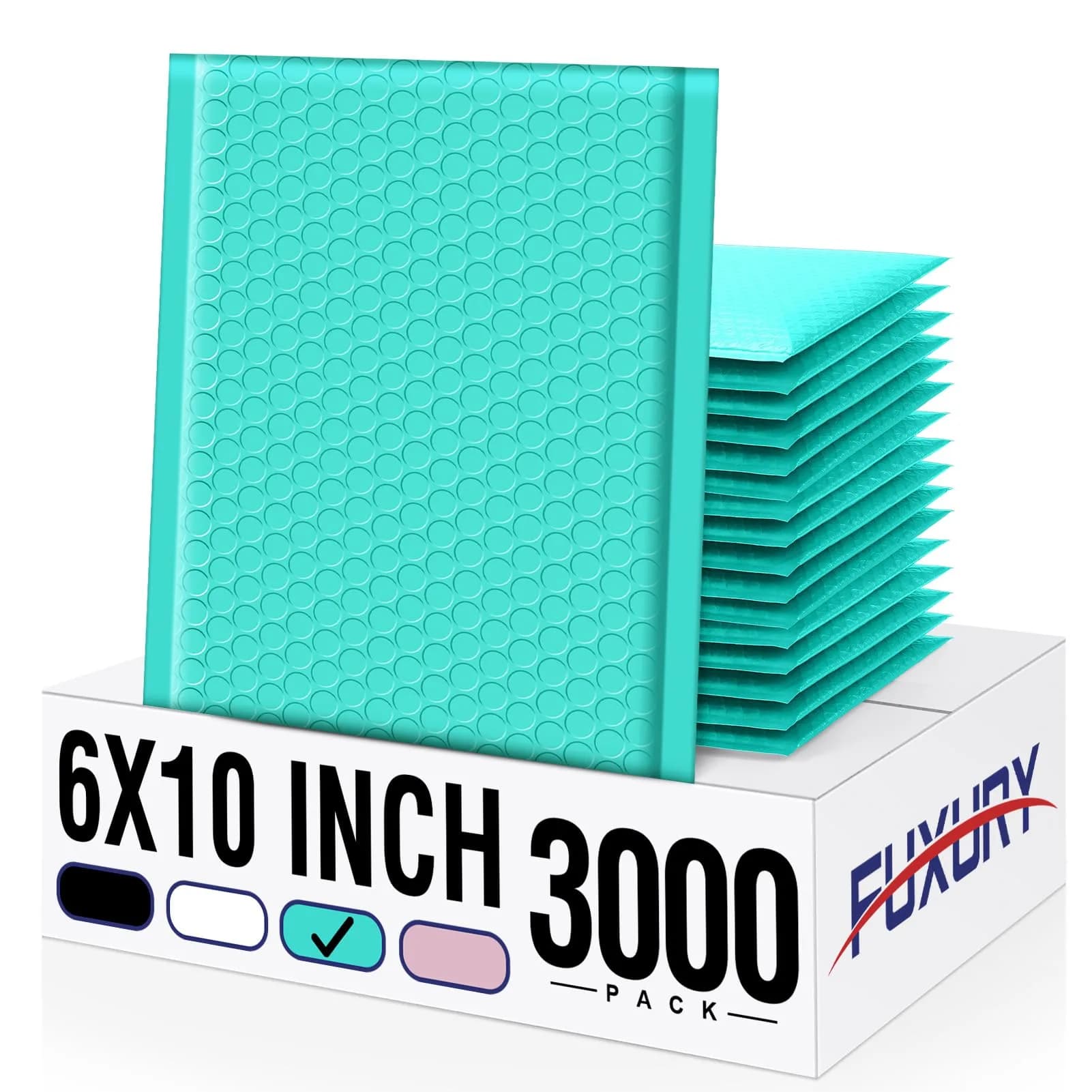 Fuxury Teal Bubble Mailers 8.5x12 Inch (40 Pack) | USA Import for Small Business Packaging — Teal / 6×10" 3000PC