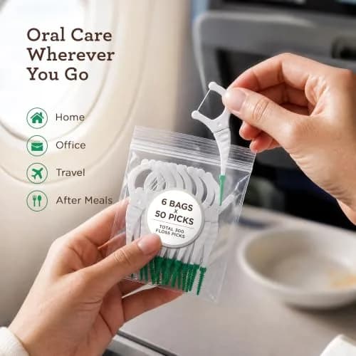 GuruNanda Dental Floss Picks 300ct | 2-in-1 Interdental Floss & Pick for Adults & Kids thumbnail 6