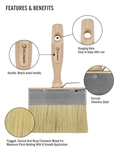 ROLLINGDOG Deck Stain Brush Set 70mm, 120mm, 150mm (2.7", 4.5", 6") | 3-Piece Set for Walls, Decks, and Furniture thumbnail 3