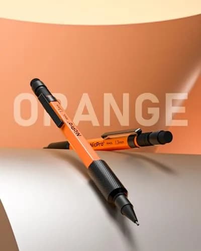 Nicpro 1.3mm Mechanical Pencils Set (3 Pack, Orange) | 3 Pencils, 66 Lead Refills, 3 Erasers thumbnail 6