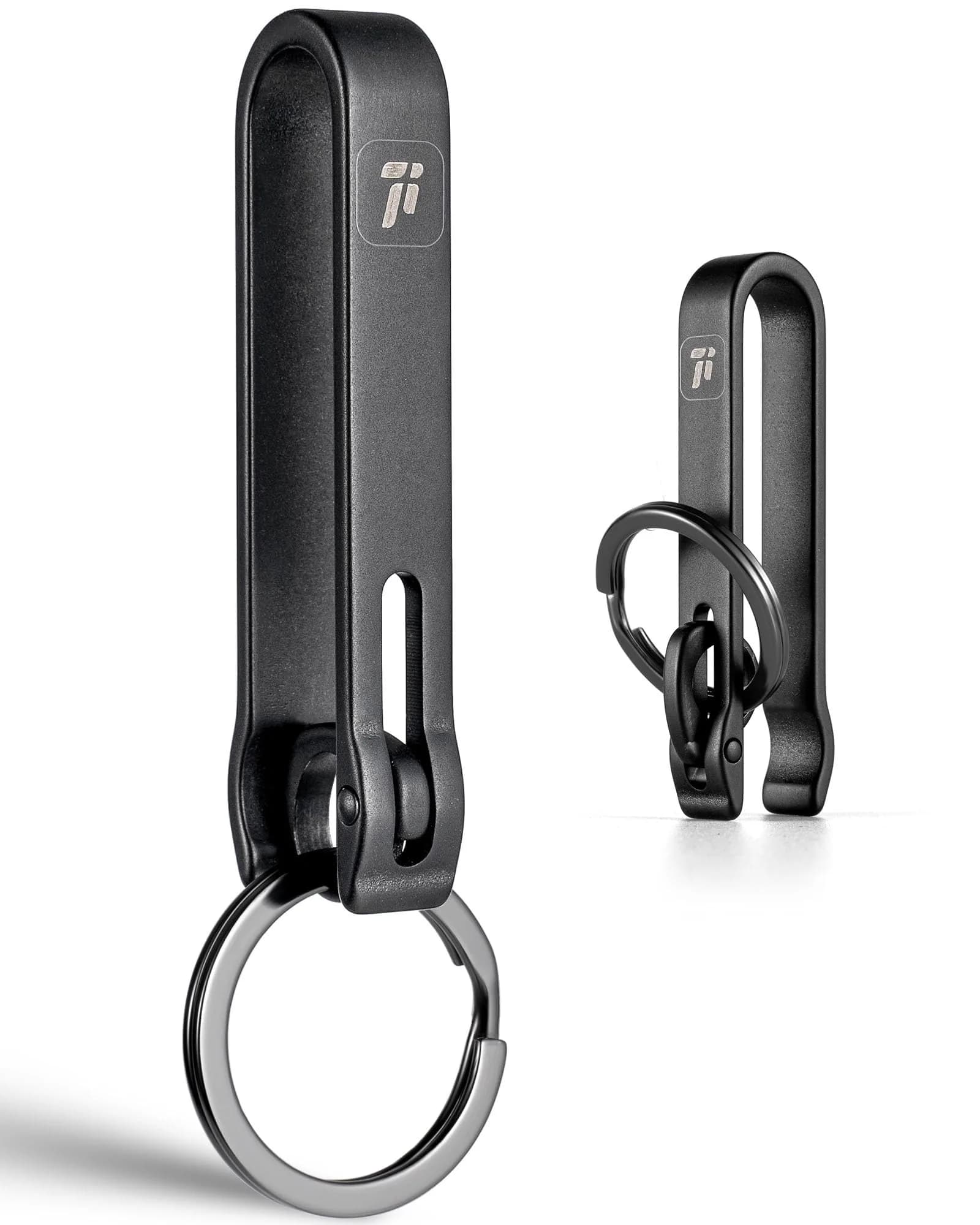 FEGVE Titanium Key Belt Clip | Carabiner Keychain Belt Holder, Rustproof & Secure Lock