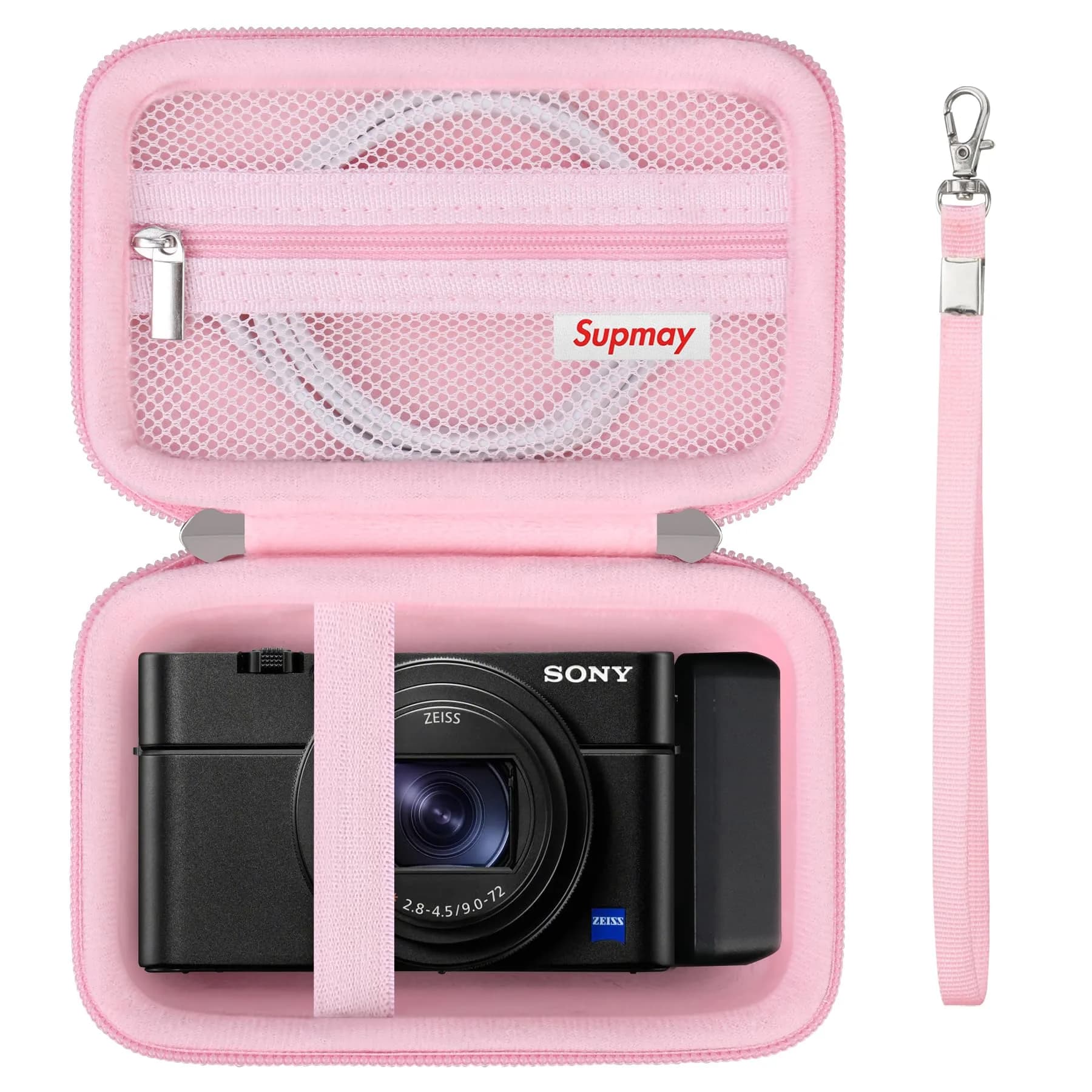 Supmay Pink Camera Case for Sony RX100 VII/VI/V/IV/III Cameras | Compact Travel Pouch with Zipper Mesh Pocket — Pink
