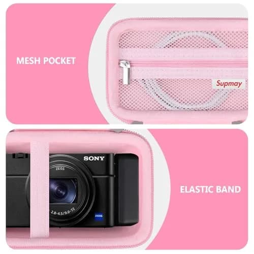 Supmay Pink Camera Case for Sony RX100 VII/VI/V/IV/III Cameras | Compact Travel Pouch with Zipper Mesh Pocket thumbnail 5
