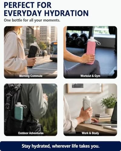 BEAUTAIL Collapsible Water Bottle 21oz/610mL | Space-Saving, Leakproof & Reusable thumbnail 6