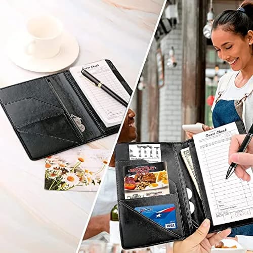 JANENFNA Server Books for Waitress with 7 Large Pockets | Waterproof PU Leather Organizer (7.5in x 5in) thumbnail 7