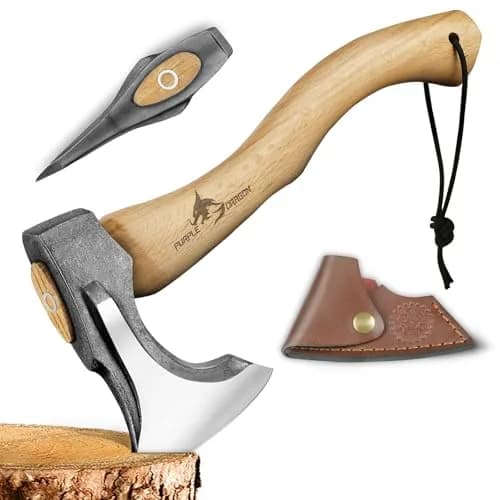 Purple Dragon Camping Hatchet 14.7 Inch Hand Forged Splitting Axe | Outdoor Wood Splitting & Bushcraft Tool thumbnail 1