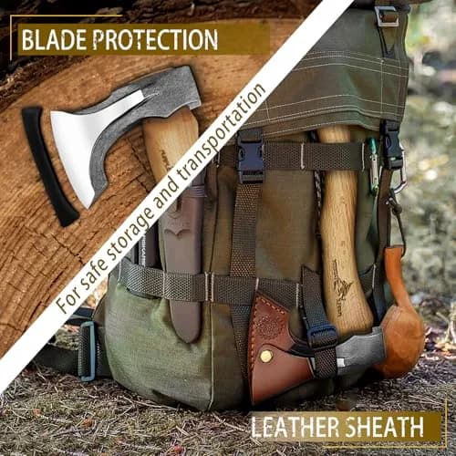 Purple Dragon Camping Hatchet 14.7 Inch Hand Forged Splitting Axe | Outdoor Wood Splitting & Bushcraft Tool thumbnail 4